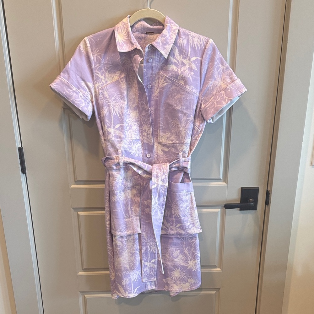 Adam Lippes Purple Floral Denim Dress
